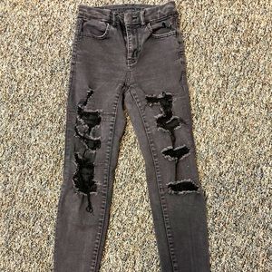 American Eagle Outfitters Sz 00 Black Distressed Jeans
